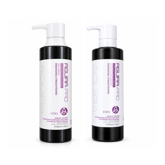 AGUIRA PRO Keratin Rebonding Kit – Professional 2-Step Hair Straightening System 500ml + 500ml
