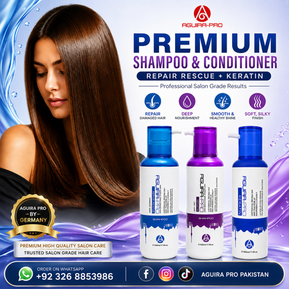 AGUIRA PRO Keratin Repair Bundle – Shampoo, Keratin Hair Mask & Hair Serum