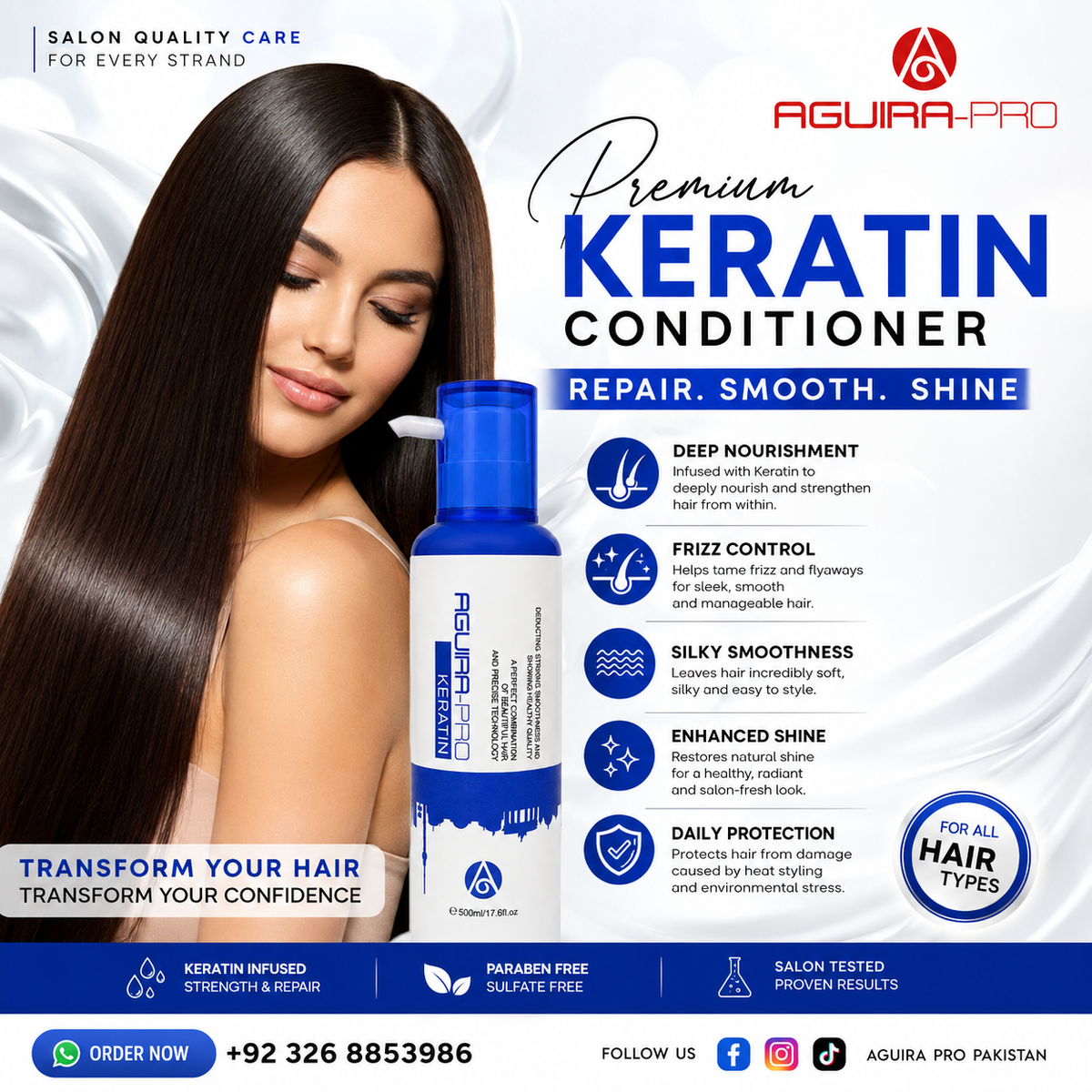 Keratin Conditioner – Professional Smoothing & Nourishing Conditioner 250ML