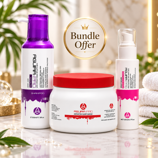 AGUIRA PRO Keratin Repair Bundle – Shampoo, Keratin Hair Mask & Hair Serum